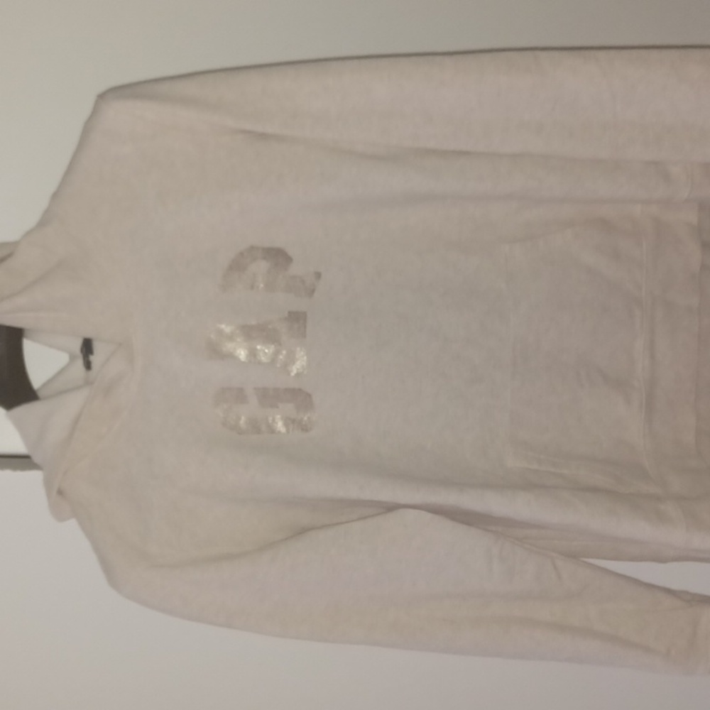 Beige gap hoodie with gold gap logo in size medium
